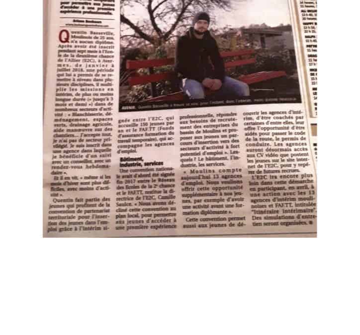 L’E2C et l’intérim en avant dans un article de La Montagne du 17 février 2019 !